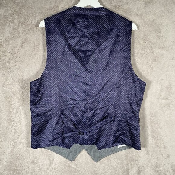 $318 Ted Baker Troy Waistcoat Men's 42R Grey Sharkskin Wool 5 Button Suit Vest - Picture 3 of 16